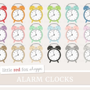 Alarm Clock Clipart, Vintage Clock Clip Art Office School Retro Desk Office Classroom Cute Digital Graphic Design Small Commercial Use
