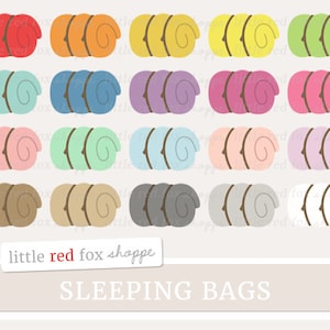 Sleeping Bag Clipart, Camping Clip Art Camp Fishing Outdoor Forest Woods Hiking Summer Cute Digital Graphic Design Small Commercial Use