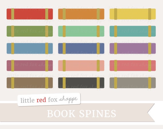 Book Spines Clipart School Books Clip Art Vintage Library - Etsy