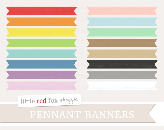 Pennant Banners Clipart Flag Label Clip Art Frame Cute Etsy