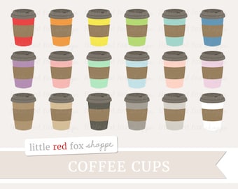 Coffee Clipart, Paper Cup Clip Art Latte Cappuccino Drink Mug Beverage Espresso Bean Cute Digital Graphic Design Small Commercial Use
