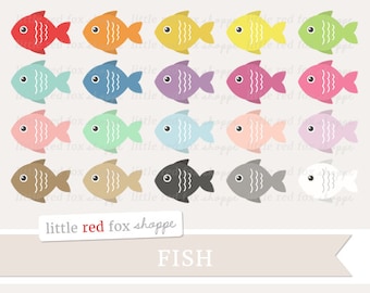 Fish Clipart, Animal Clip Art Nautical Ocean Tropical Sea Pet School Aquatic Nursery Marine Cute Digital Graphic Design Small Commercial Use