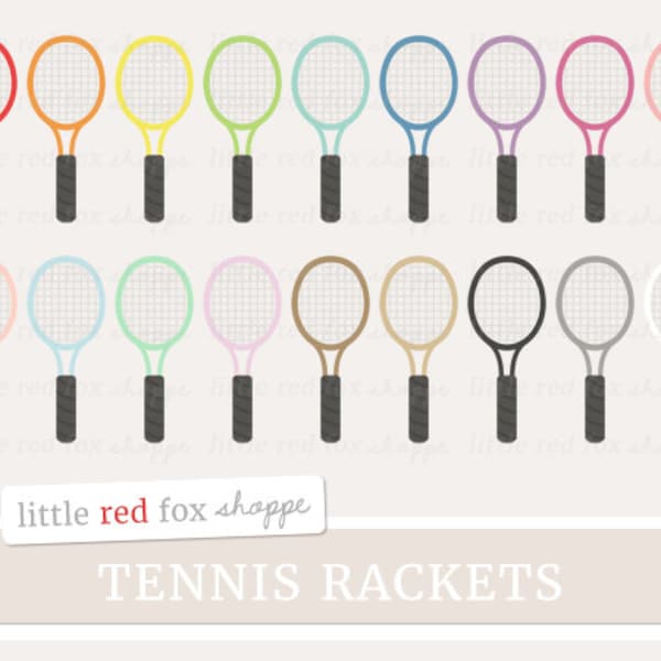 Tennis Racket Clipart, Tennis Clip Art Game Ball Sport Equipment Court Fitness Exercise Cute Digital Graphic Design Small Commercial Use