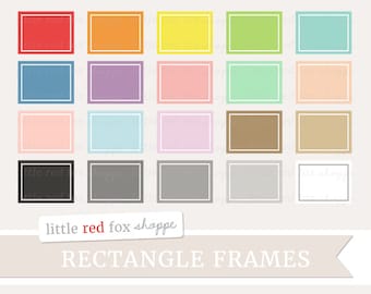 Rectangle Frame Clipart, Digital Label Clip Art Cute Outline Banner Button Basic Shape Tag Graphic Design Illustration Small Commercial Use