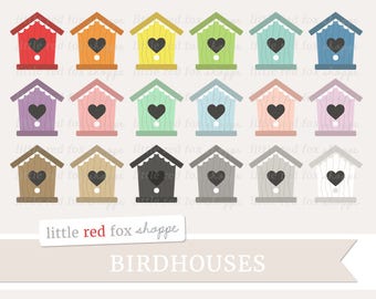 Birdhouse Clipart, Bird House Clip Art, Bird Clipart, Garden Clipart, Gardening Clipart, Cute Digital Graphic Design Small Commercial Use