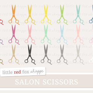 Salon Scissors Clipart, Beauty Shop Clip Art Hair Stylist Shears Trimmers Hair Cut Snippers Cute Digital Graphic Design Small Commercial Use