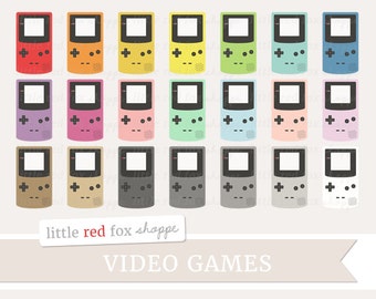 Video Game Clipart, Gameboy Clip Art Electronic Handheld Retro Vintage Controller Icon Cute Digital Graphic Design Small Commercial Use