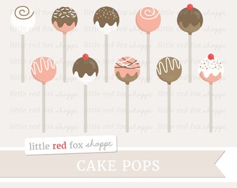 Cake Pop Clipart, Cake Ball Clip Art Baking Frosting Sprinkles Kitchen Bakery Dessert Cute Digital Graphic Design Small Commercial Use