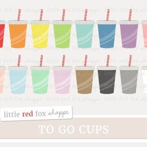 To Go Cup Clipart, Soda Cup Clip Art, Drink Clipart, Coffee Clipart, Take Out Cup Clipart, Cute Digital Graphic Design Small Commercial Use