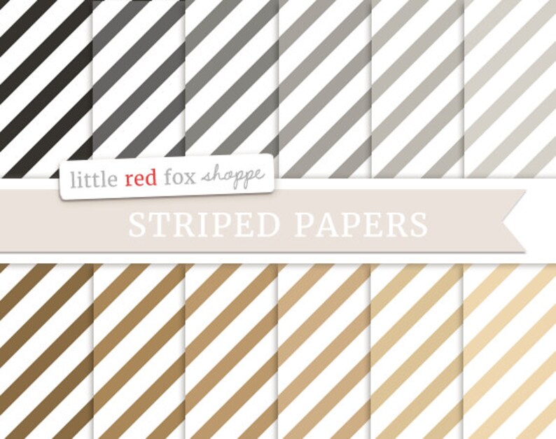 Diagonal Striped Digital Papers, Natural Scrapbooking Backgrounds Wallpapers Vintage Decorative Crafting Graphic Design Small Commercial Use image 1