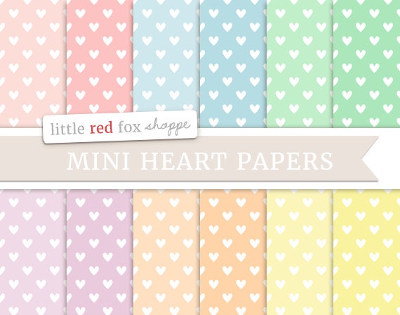 Mini Hearts Digital Papers Pastel Scrapbooking Backgrounds - Etsy