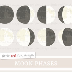 Moon Phase Clipart, Space Clip Art, Crescent Moon Clipart, Full Moon Clipart, Astrology Cute Digital Graphic Design Small Commercial Use