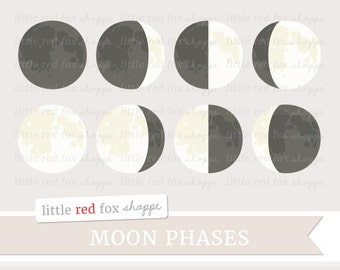 Moon Phase Clipart, Space Clip Art, Crescent Moon Clipart, Full Moon Clipart, Astrology Cute Digital Graphic Design Small Commercial Use