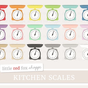 Kitchen Scale Clipart, Food Scale Clip Art Baking Kitchen Bakery Cooking Measuring Weight Cute Digital Graphic Design Small Commercial Use image 1