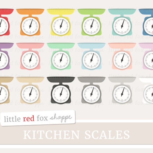 Kitchen Scale Clipart, Food Scale Clip Art Baking Kitchen Bakery Cooking Measuring Weight Cute Digital Graphic Design Small Commercial Use