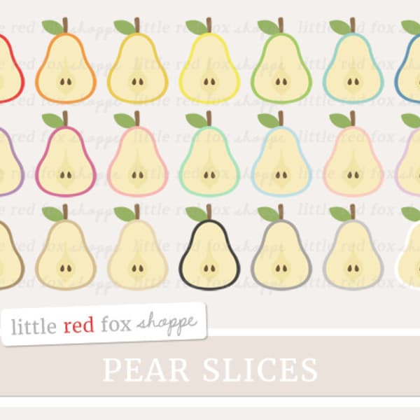 Pear Slice Clipart, Fruit Clip Art Food Dessert Produce Vegetable Cooking Baking Kitchen Cute Digital Graphic Design Small Commercial Use