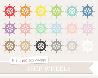 Ship Wheel Clipart, Nautical Clip Art Sailor Ocean Sea Boat Sailing Helm Element Labels Cute Digital Graphic Design Small Commercial Use
