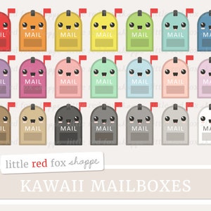 Kawaii Buzón Clipart, Buzón Clip Art Oficina Postal Servicio Postal Carta Snail Mail Icono Lindo Diseño Gráfico Digital Pequeño Uso Comercial