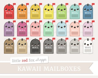 Kawaii Mailbox Clipart, Mail Box Clip Art Post Office Postal Service Letter Snail Mail Icon Cute Digital Graphic Design Small Commercial Use