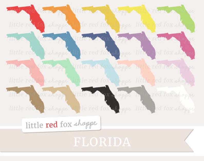 Florida Clipart, US State Clip Art, USA Clipart, State Clipart, America Clipart, Icon Cute Digital Graphic Design Small Commercial Use image 1