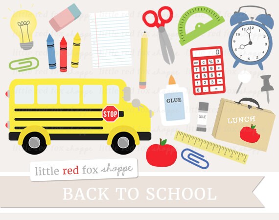 Back To School Clipart School Supplies Clip Art Scissors Bus Etsy Back To School Clipart School Supplies Clip Art Scissors Bus Etsy