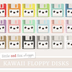 Kawaii Floppy Disk Clipart, Computer Clip Art Desktop Tech Technology Vintage Save Icon Cute Digital Graphic Design Small Commercial Use