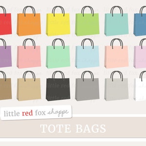 Tote Bag Clipart, Handbag Clip Art Purse Shopping Bag Icon Paper Kraft Gift Sack Grocery Cute Digital Graphic Design Small Commercial Use