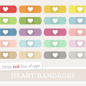 Heart Bandage Clipart, Bandaid Clip Art Band Aid Health First Aid Medical Doctor Household Cute Digital Graphic Design Small Commercial Use