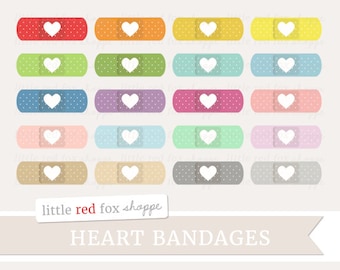 Heart Bandage Clipart, Bandaid Clip Art Band Aid Health First Aid Medical Doctor Household Cute Digital Graphic Design Small Commercial Use