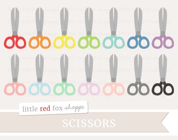 Scissors Clipart, School Supplies Clip Art Office Crafting Sewing