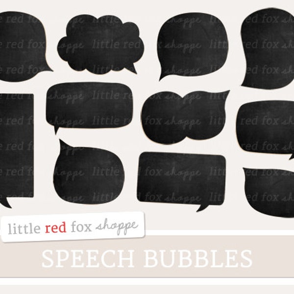 Chalkboard Speech Bubble Clipart, Thought Cloud Clip Art, Speech Cloud, Chalkboard Clipart, Digital Graphic Design Small Commercial Use