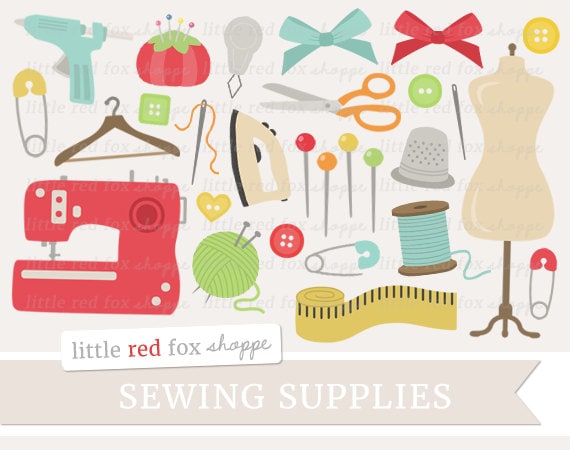 Sewing Clipart, Sewing Supplies Clip Art Pin Cushion Yarn Needle Thread  Spool String Button Cute Digital Graphic Design Small Commercial Use