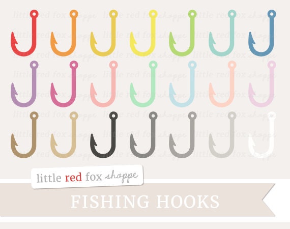 Fishing Hook Clipart, Fish Hook Clip Art Camping Gone Fishing Father's Day  Ocean Sea Marine Cute Digital Graphic Design Small Commercial Use 