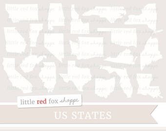 US State Clipart, State Clip Art, America Clipart, USA Clipart, United States Clipart, Cute Digital Graphic Design Small Commercial Use