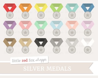 Silver Medal Clipart, Award Clip Art Badge Medal Sports Olympics Ceremony Second Place Cute Digital Graphic Design Small Commercial Use