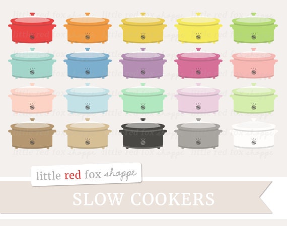 Slow Cooker Clipart, Crock Pot Clip Art Crockpot Cook Cooking Dinner Chef  Retro Food Icon Cute Digital Graphic Design Small Commercial Use 