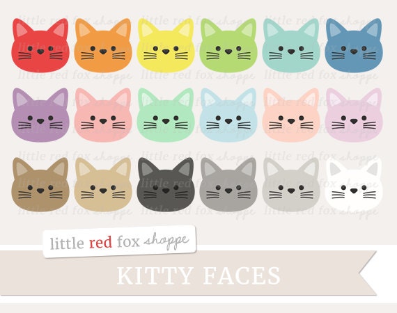 Cute Cat Face Icon Set
