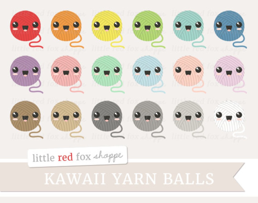 Kawaii Yarn Ball Clipart, Knitting Clip Art Crochet String Twine