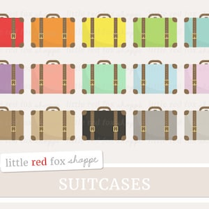 Suitcase Clipart, Travel Clip Art Vintage Luggage Bag Case Trip Leather Buckle Object Icon Cute Digital Graphic Design Small Commercial Use