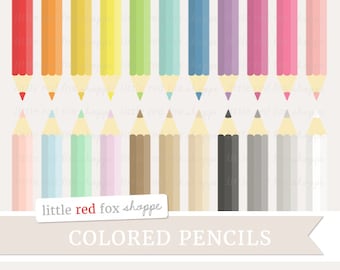 Colored Pencil Clipart, Drawing Clip Art Supplies Pen School Teacher Class Classroom Cute Digital Graphic Design Small Commercial Use