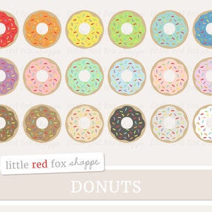 Sprinkle Donut Clipart, Doughnut Clip Art Dough Nut Food Dessert Cooking Baking Kitchen Cute Digital Graphic Design Small Commercial Use