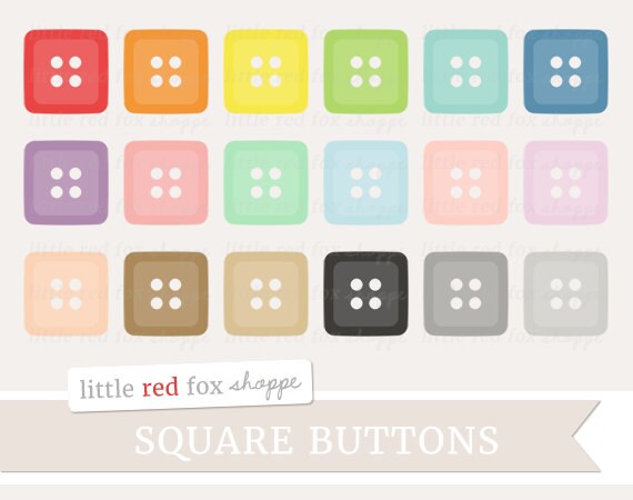 Square Button Clipart Sewing Clip Art Clothing Laundry | Etsy Canada