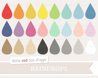 Raindrop Clipart, Rain Drop Digital Clip Art Weather Storm Water Droplet Baby Shower Cute Digital Graphic Design Small Commercial Use