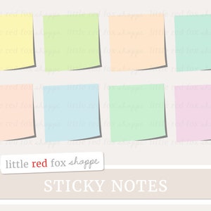 May include: Set of eight pastel colored sticky notes. The notes are square shaped and have a slightly textured surface. The notes are arranged in two rows of four. The notes are yellow, green, peach, light blue, light green, pink, and two more light green notes.