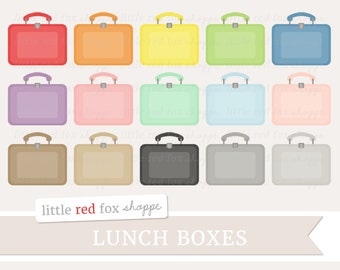 Lunch Box Clipart, Lunchbox Clip Art Vintage School Lunchboxes Teacher Class Classroom Cute Digital Graphic Design Small Commercial Use