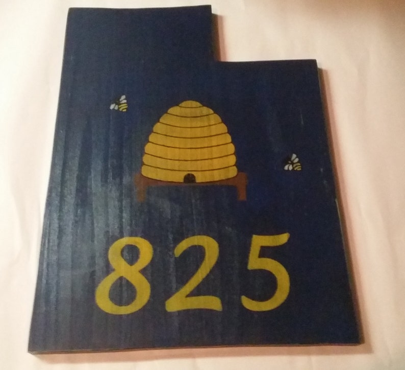 Utah House Number Sign Rustic Curb Graphic Utah Map Plaque Etsy