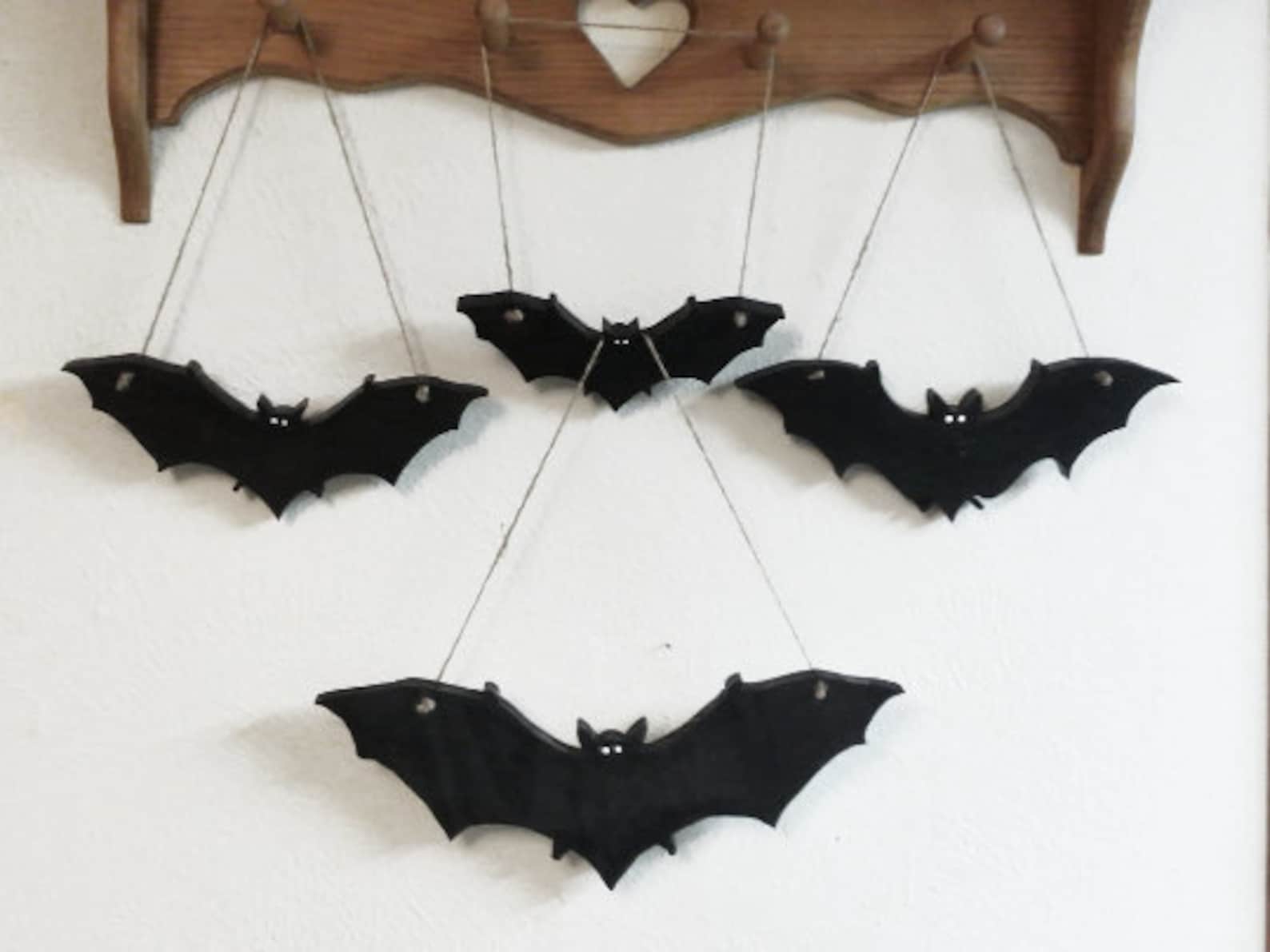 Bat Hanging Decor Wall Black Bats Halloween Decorations Etsy