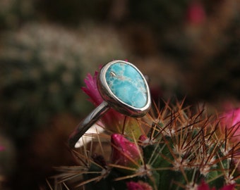 White Water Turquoise | 925 Sterling Silver  | Size 9 1/2