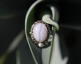 Lace Agate | Blue Agate Ring | Size 5 3/4