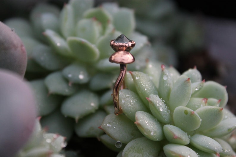 Mushroom Ring Prasiolite Fungi Ring Faceted Green Amethyst